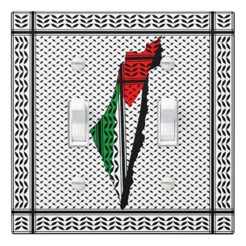 Palestine Map whith Flag and Keffiyeg Pattern Light Switch Cover