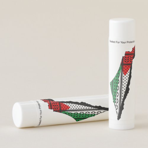 Palestine Map whith Flag and Keffiyeg Pattern Lip Balm