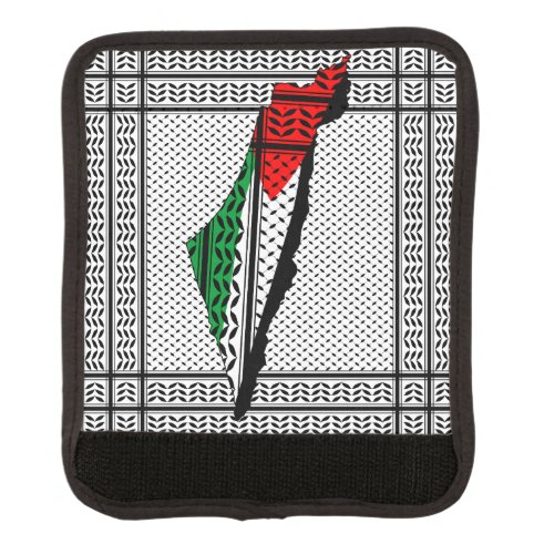 Palestine Map whith Flag and Keffiyeg Pattern Luggage Handle Wrap