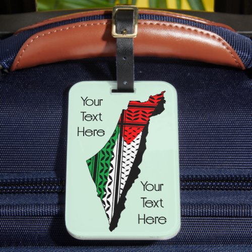 Palestine Map whith Flag and Keffiyeg Pattern Luggage Tag