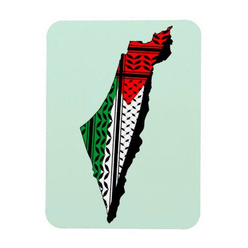 Palestine Map whith Flag and Keffiyeg Pattern Magnet