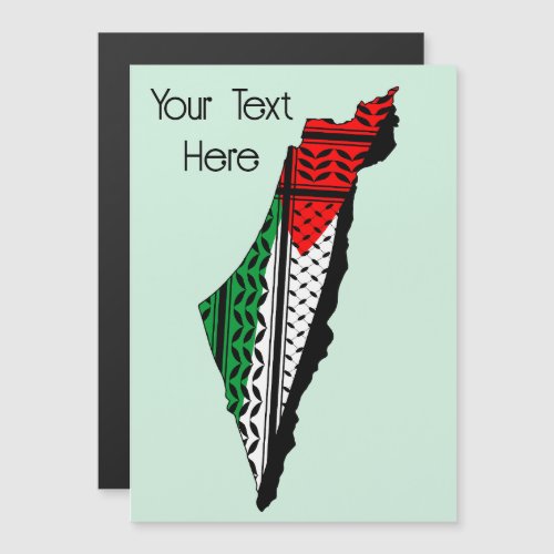 Palestine Map whith Flag and Keffiyeg Pattern Magnetic Invitation