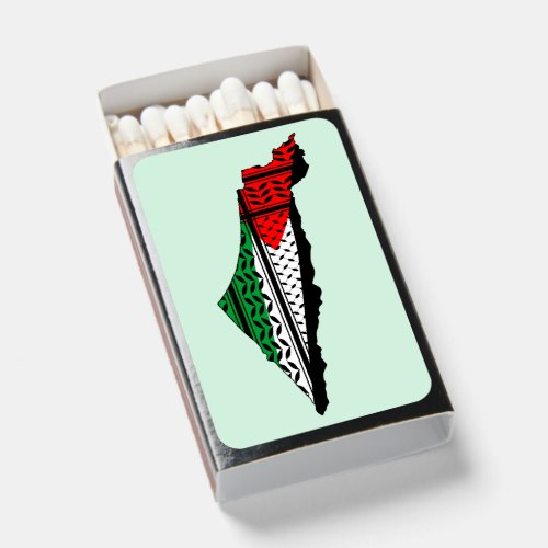 Palestine Map whith Flag and Keffiyeg Pattern Matchboxes