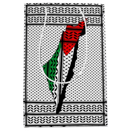 Palestine Map whith Flag and Keffiyeg Pattern Medium Gift Bag