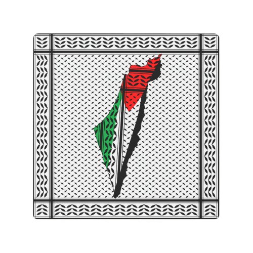 Palestine Map whith Flag and Keffiyeg Pattern Metal Print