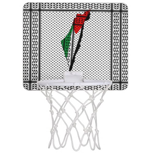 Palestine Map whith Flag and Keffiyeg Pattern Mini Basketball Hoop