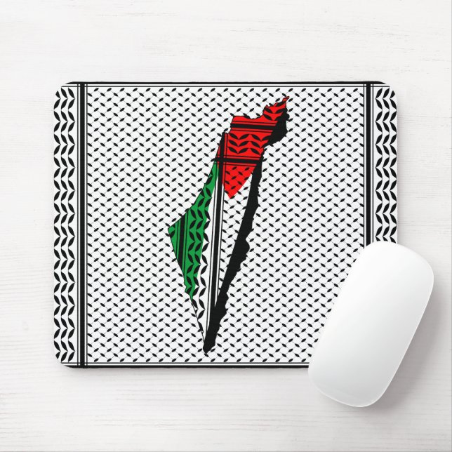 Palestine Map whith Flag and Keffiyeg Pattern Mouse Pad (With Mouse)