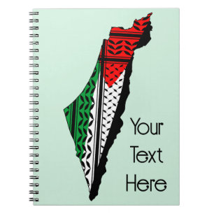 Palestine Map whith Flag and Keffiyeg Pattern Notebook