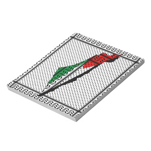 Palestine Map whith Flag and Keffiyeg Pattern Notepad