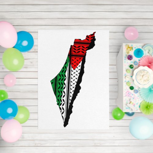 Palestine Map whith Flag and Keffiyeg Pattern Outdoor Rug