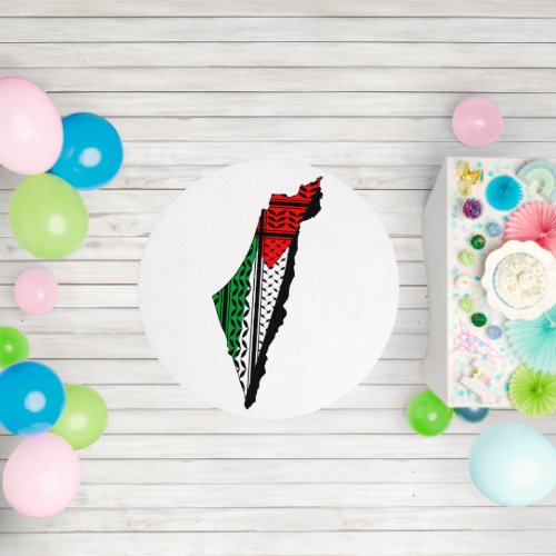 Palestine Map whith Flag and Keffiyeg Pattern Outdoor Rug