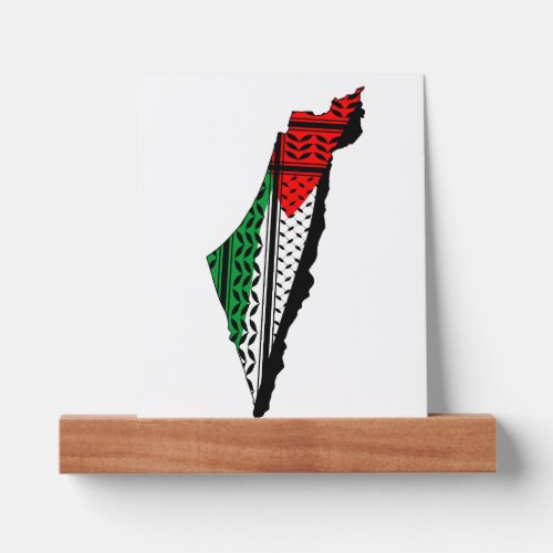 Palestine Map whith Flag and Keffiyeg Pattern Picture Ledge