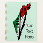 Palestine Map whith Flag and Keffiyeg Pattern Planner<br><div class="desc">Palestine Map whith Flag and Keffiyeh Pattern Design symbol of Resistance and Freedom. Fast forward to the 1960s and the rise of the Palestinian resistance movement, the prominent Palestinian politician, Yasser Arafat, further solidified this meaning behind the keffiyeh. The keffiyeh became Arafat’s personal trademark as he draped it over his...</div>