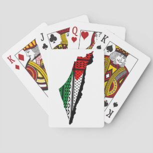 Palestine Map whith Flag and Keffiyeg Pattern Poker Cards