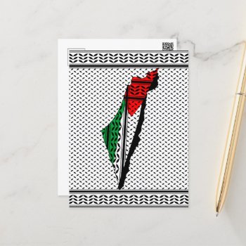 Palestine Map Whith Flag And Keffiyeg Pattern Postcard by Bluedarkat at Zazzle
