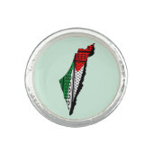 Palestine Map whith Flag and Keffiyeg Pattern Ring (Front)