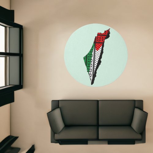 Palestine Map whith Flag and Keffiyeg Pattern Rug