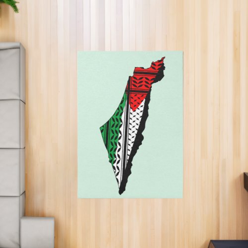 Palestine Map whith Flag and Keffiyeg Pattern Rug