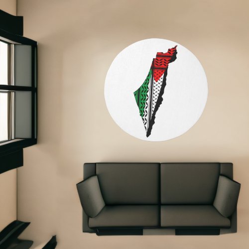 Palestine Map whith Flag and Keffiyeg Pattern Rug