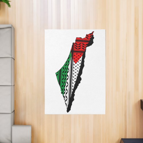 Palestine Map whith Flag and Keffiyeg Pattern Rug