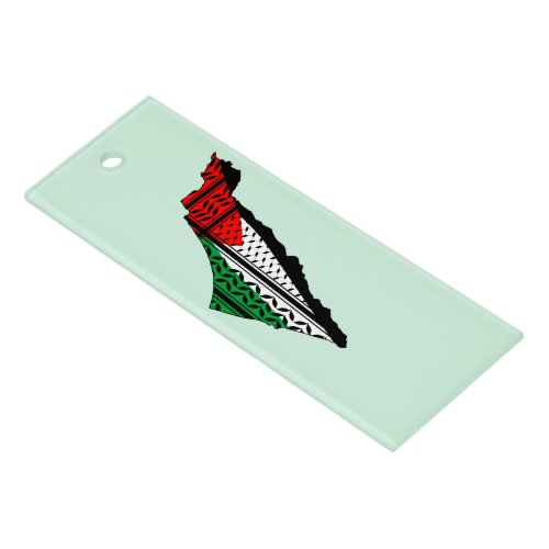 Palestine Map whith Flag and Keffiyeg Pattern Ruler