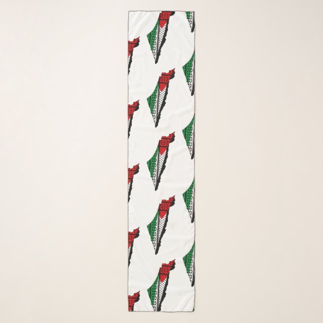 Palestine Map whith Flag and Keffiyeg Pattern Scarf (Front)