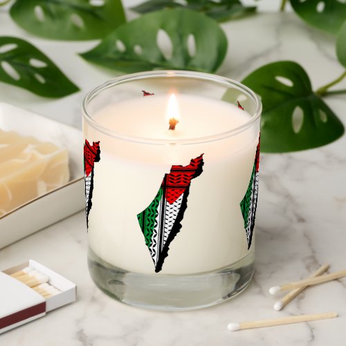 Palestine Map whith Flag and Keffiyeg Pattern Scented Candle