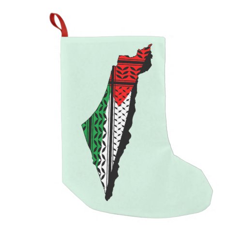 Palestine Map whith Flag and Keffiyeg Pattern Small Christmas Stocking
