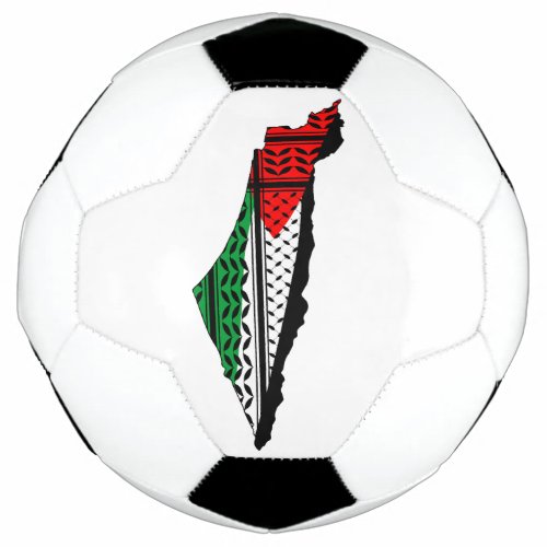 Palestine Map whith Flag and Keffiyeg Pattern Soccer Ball