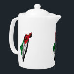 Palestine Map whith Flag and Keffiyeg Pattern Teapot<br><div class="desc">Palestine Map whith Flag and Keffiyeh Pattern Design symbol of Resistance and Freedom. Fast forward to the 1960s and the rise of the Palestinian resistance movement, the prominent Palestinian politician, Yasser Arafat, further solidified this meaning behind the keffiyeh. The keffiyeh became Arafat’s personal trademark as he draped it over his...</div>