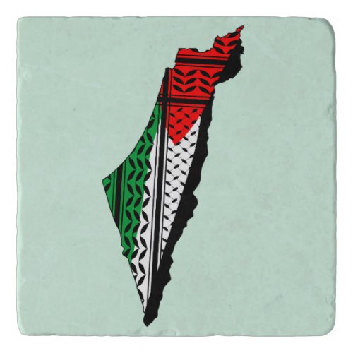Palestine Map whith Flag and Keffiyeg Pattern Trivet