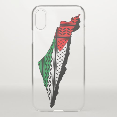 Palestine Map whith Flag and Keffiyeg Pattern iPhone X Case