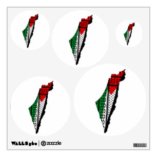 Palestine Map whith Flag and Keffiyeg Pattern Wall Decal