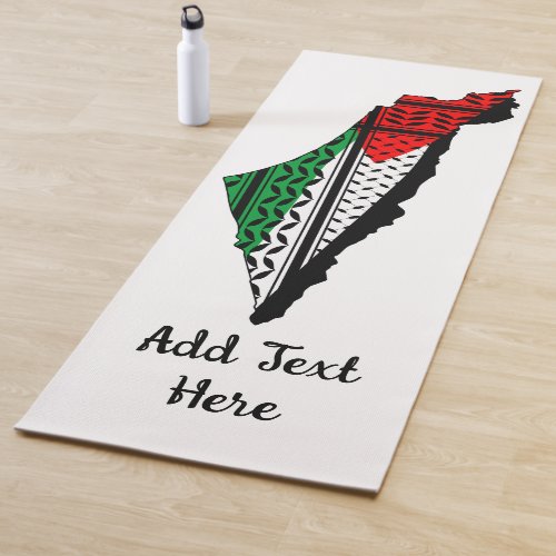 Palestine Map whith Flag and Keffiyeg Pattern Yoga Mat