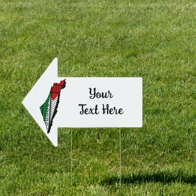 Palestine Map whith Flag and Keffiyeh Pattern Sign (Insitu)