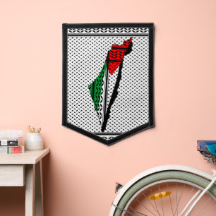 Palestine Map with Flag and Keffiyeh