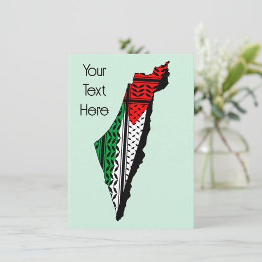 Palestine Map with Flag and Keffiyeh (Standing Front)