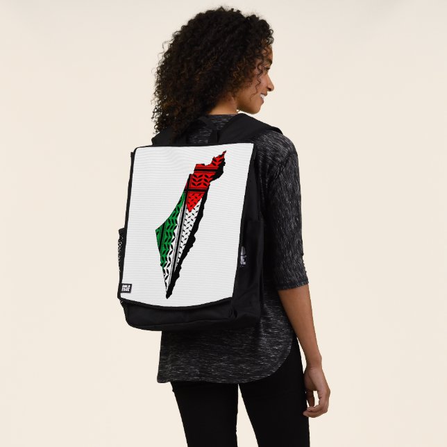 Palestine Map with Flag and Keffiyeh Backpack (Worn)