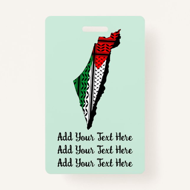 Palestine Map with Flag and Keffiyeh Badge (Front)