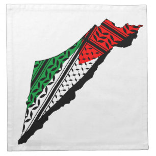 Palestine Map with Flag and Keffiyeh Cloth Napkin