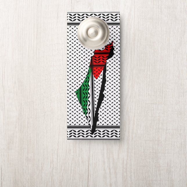Palestine Map with Flag and Keffiyeh Door Hanger (On Knob)