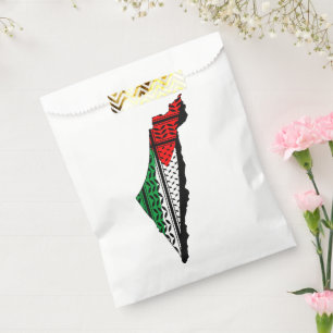 Palestine Map with Flag and Keffiyeh Favor Bag