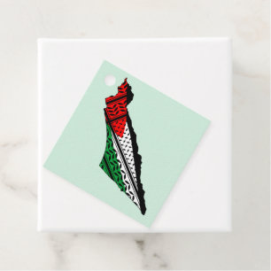 Palestine Map with Flag and Keffiyeh Favor Tags
