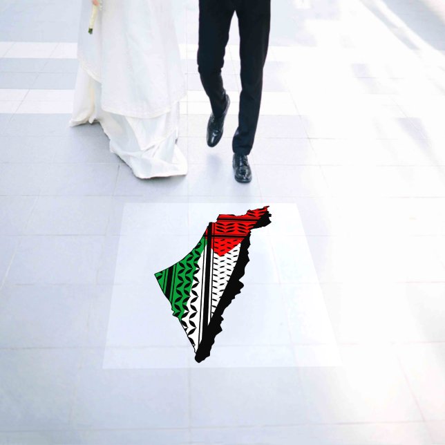 Palestine Map with Flag and Keffiyeh Floor Decals (Wedding)