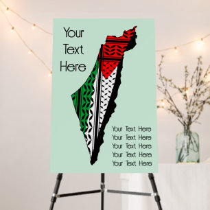Palestine Map with Flag and Keffiyeh Foam Board