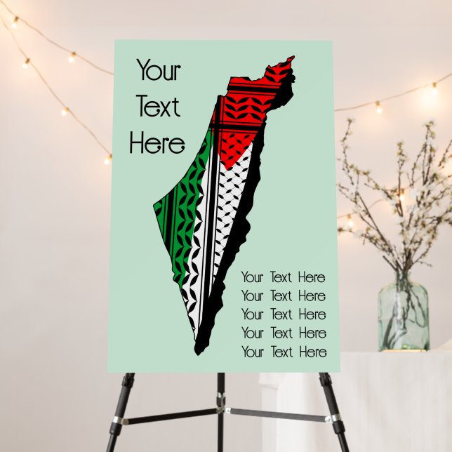 Palestine Map with Flag and Keffiyeh Foam Board (In Situ (Stand))