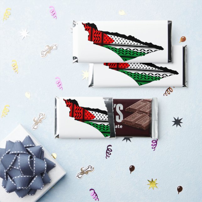 Palestine Map with Flag and Keffiyeh Hershey Bar Favors (Front)