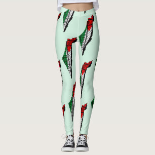 Palestine Map with Flag and Keffiyeh Leggings