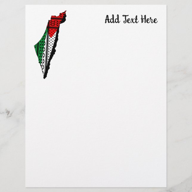 Palestine Map with Flag and Keffiyeh Letterhead (Front)
