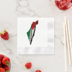 Palestine Map with Flag and Keffiyeh Napkins